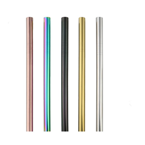 12*215mm High Quality Reusable Straight Metal Drinking Straws 304 Stainless Steel Drinks Straw Milkshake Pearl milk tea bar-type Straws