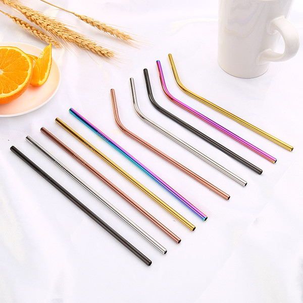 straight and bend stainless steel straw reusable drinking straw with processed nozzles bar drinking tool Freeshipping