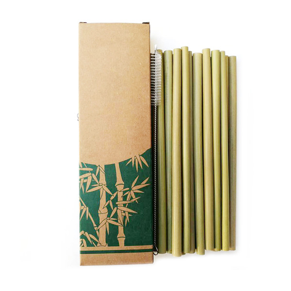 Useful Bamboo Drinking Straws Reusable Eco-Friendly Party Kitchen + Clean Brush for Drop Shipping wholesale 50pcs/lot