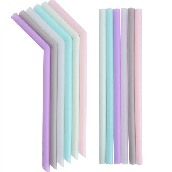 Silicone Drinking Straw Multi-color Reusable Silicone straw Folded Bent Straight Straw Home Bar Accessory silicone tube T2I5242