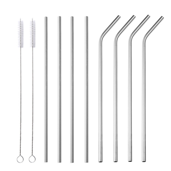 Reusable Metal Straws of 10, Eco Friendly Drinking Straws set for smoothies & Cold Beverages