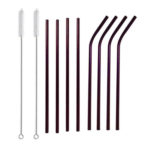 10Pcs Reusable Creative Stainless Steel Drinking Straws for Beverage Coffee