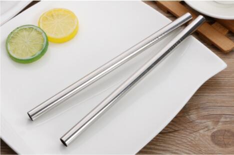 100 pcs/lot 12mm x215mm 304 Stainless Steel Straw Metal Pearl Bubble Juice Drinking Straw