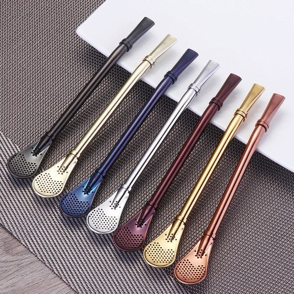 Colorful 304 Stainless Steel Mate Straws Mate Bombillas Yerba Filter Drinking Straw Bar Accessories Length 15.5cm w950924