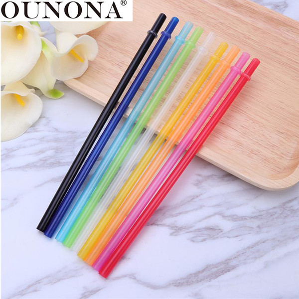 OUNONA 25pcs Pure Color Reusable Plastic Thick Drinking Straws Two Colors Threaded Straw for Party Home Use with Brush