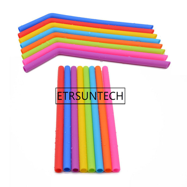 200pcs Silicone Drinking Straw Durable Long Reusable Straight Bent Juice Drinks Straw For Kids Bar Accessories