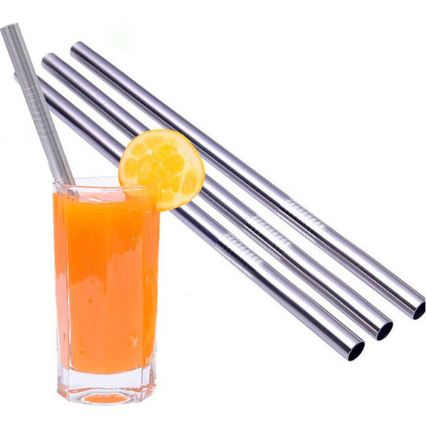 Stainless Steel Straws Straight Bent Drinking Straw Reusable Straws For Beer Fruit Juice Tea Drink Dining Bar Kitchen Tool Free DHL WX9-470