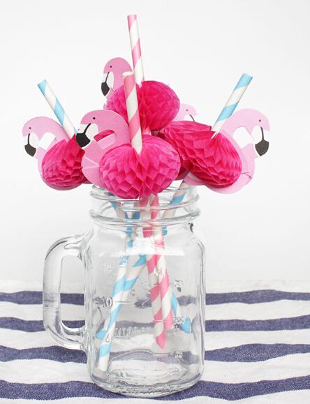 Hawaii Flamingo Shape Paper Straws 3D Straw Bendy Flexible paper Drinking Straws Party Favors Birthday/Wedding/Pool Party Decor Flamingo