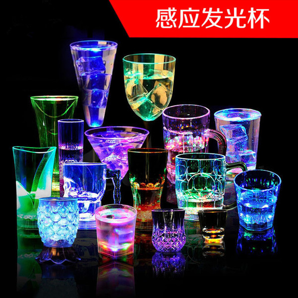 High Quality PS Material LED Drinking Colorful Rainbow Cup KTV Bar Cup Beautiful Body Shot Beer Glasses Pint Juice