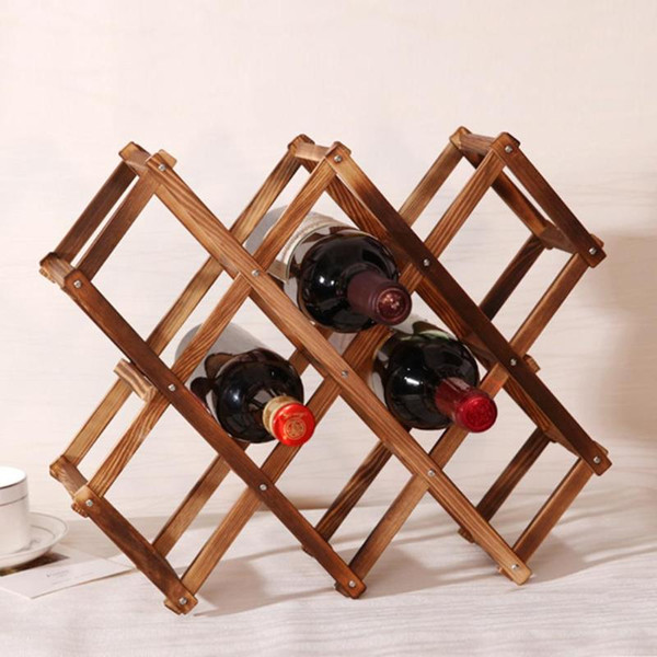 New Solid Wood Folding Wine Racks High Quality Foldable Wine Stand Wooden Holder 10 Bottles Kitchen Bar Display Care Shelf