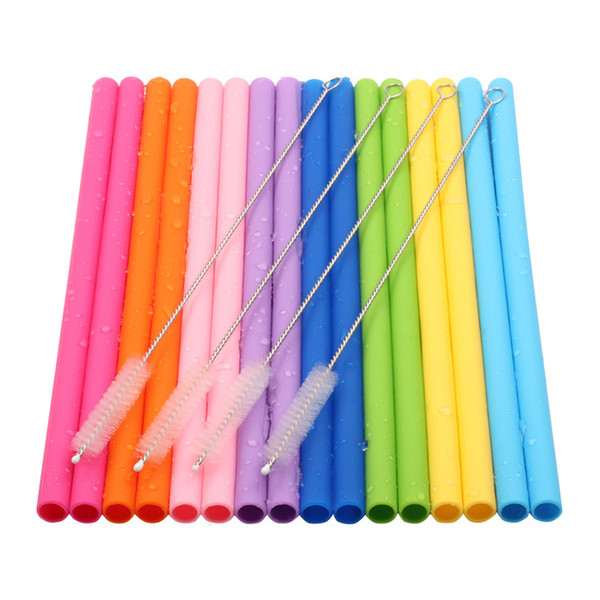 Large size silicone straw food grade reusable drinking juice and milk tea multi color BPA free