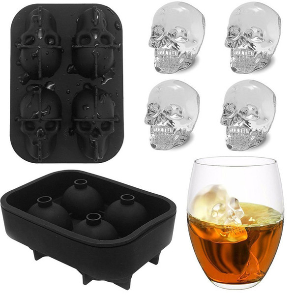 Wholesale Skull ice cube 3D skull silicone mold bar DIY personality creative ice mold ice box