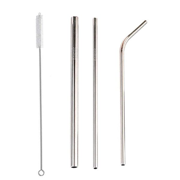 4Pcs Reusable Creative Stainless Steel Drinking Straws for Silver Beverage Coffee