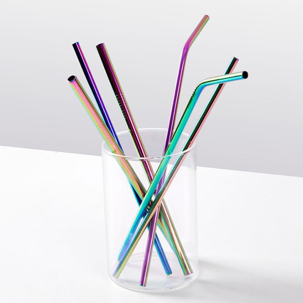 4/5pcs Colorful Stainless Steel Straw Reusable Metal Drinking Straw With Cleaner Brush For Home Party Barware Bar Accessories