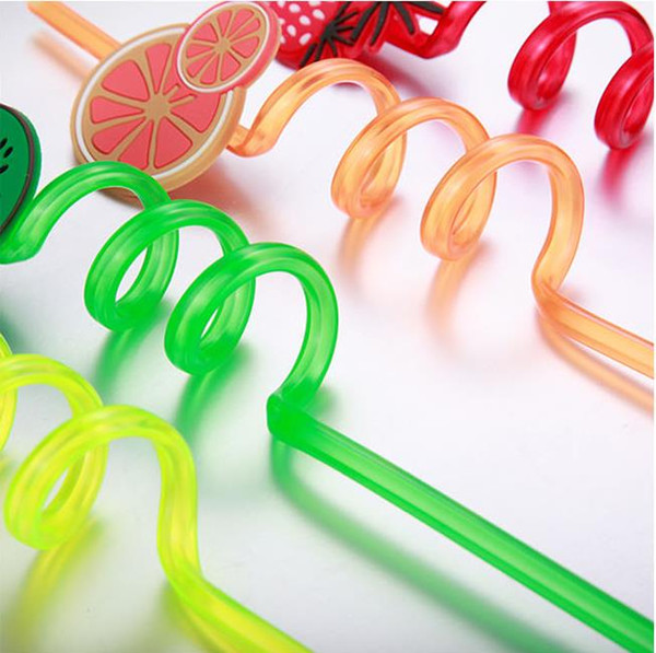 Bar Accessories Fashion Multicolour Cute Cartoon Fruit Pattern Drink Straw 30pcs /Lot Design Random Drinking Straws