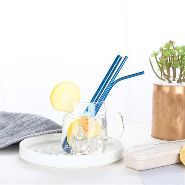 4Pcs/Set Stainless Steel Straws With Cleaner Brush Reusable Metal Drinking Straws Portable 5 Colors Juice Straw With Clean Brush