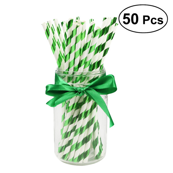 50pcs Striped Straws Decorative Environmental Drinking Straws for Baby Shower Birthday Celebrations Festival