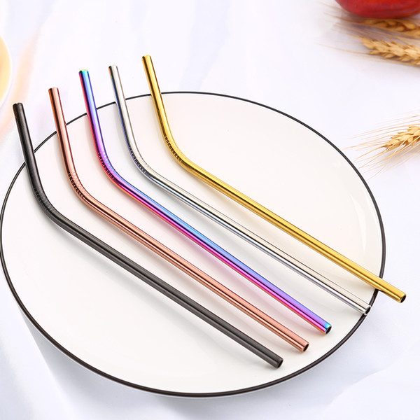 Metal Drinking Straws Reusable Colorful Stainless Steel Straw+1 Brush Metal Drink Yerba Juice Bar Accessorie Party