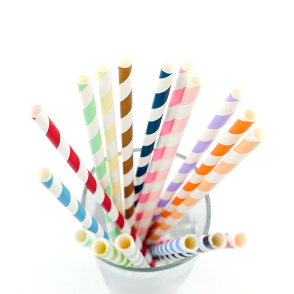 hot sale Colorful Striped Paper Straws Creative Paper Drinking Straws For Kids Birthday And Wedding Party Decoration