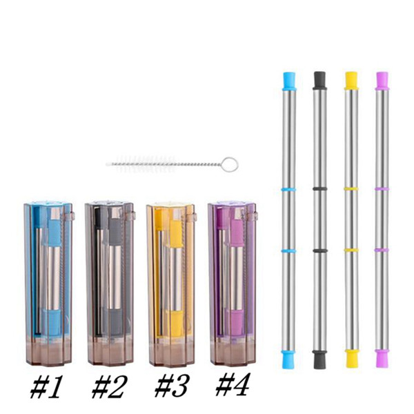 Stainless Steel Portable Folding Drinking Straw Reusable Metal Straw Silicone Straws With Storage Case And Brush CYZ1697