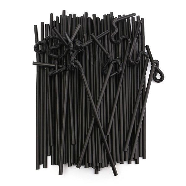 Black Flexible Drink Straw Bendable Drinking Straws Suction Tubes Kitchen Accessories Wedding Supplies Home Decor 400 Pcs