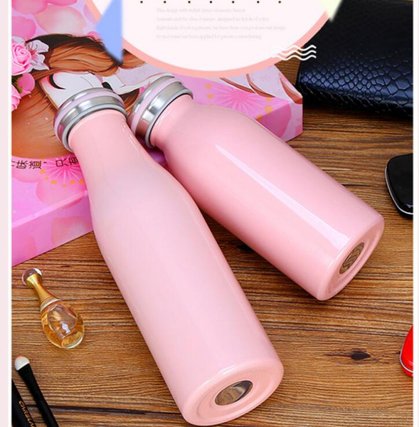 500ml double layer stainless steel thermos bottles Portable students thermos cups Creative milk cups 304 stainless steel children Cups