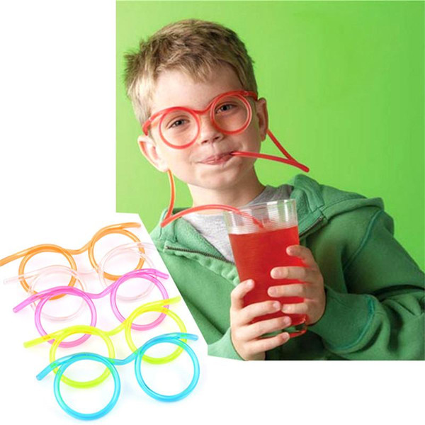 Unique Colorful Soft Glasses Straw Flexible Drinking Tube Kids Party Gift