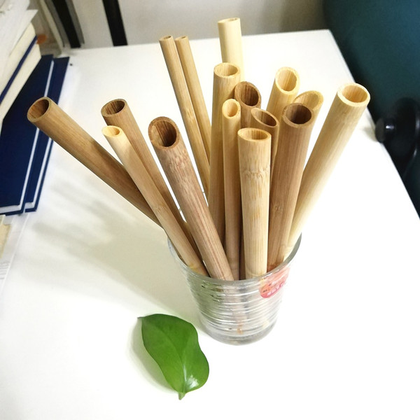 reusable oeganic bamboo straw large eco friendly drinking tube bulk bevel ends set 100% natural wholesale