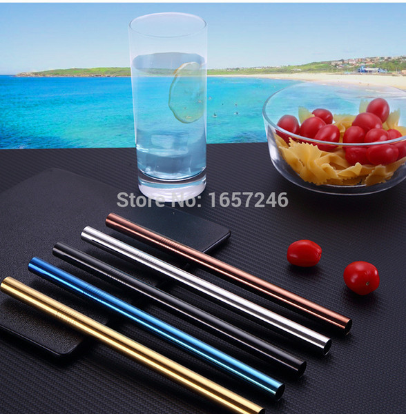 800pcs 12mmx215mm Stainless Steel Drinking Straw Wide Long Reusable Fat Metal Smoothie Straws Factory wholesale