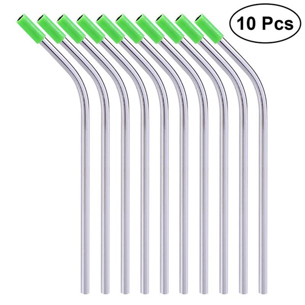 10pcs Stainless Steel Straws Reusable Metal 8.5 Inch Drinking Straws with Silicone Tips for Tumblers Cold Beverage Mugs