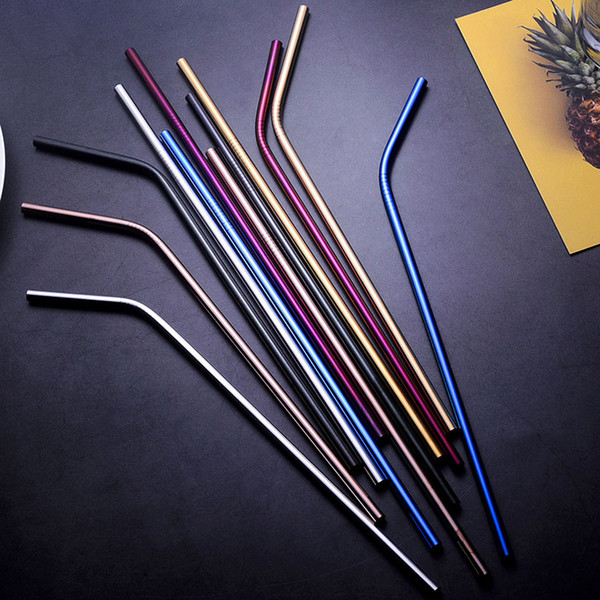 Stainless Steel Straws 215*6mm Durable Reusable Colorful Straw Metal Drinking Straws For Party Wedding Bar Tool Family Accessory 0043HOME-1