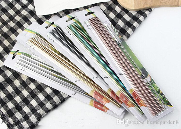 Drinking Metal straws Stainless steel straw coffee hot drink straw set color food grade straw wholesale