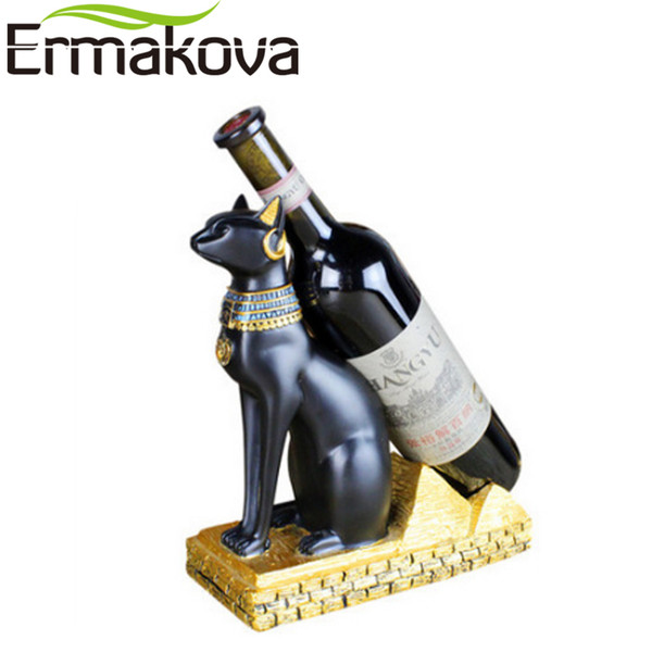 ERMAKOVA Resin Egyptian Cat Wine Rack Bestet Wine Bottle Holder Animal Egyptian Goddess Stand Accessories Home Bar Decor