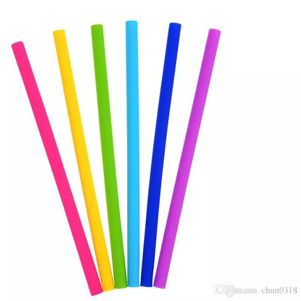 hthome free shipping hot colorful silicone straws for cups food grade 25cm silicone straight bent straws for bar home drinking straws