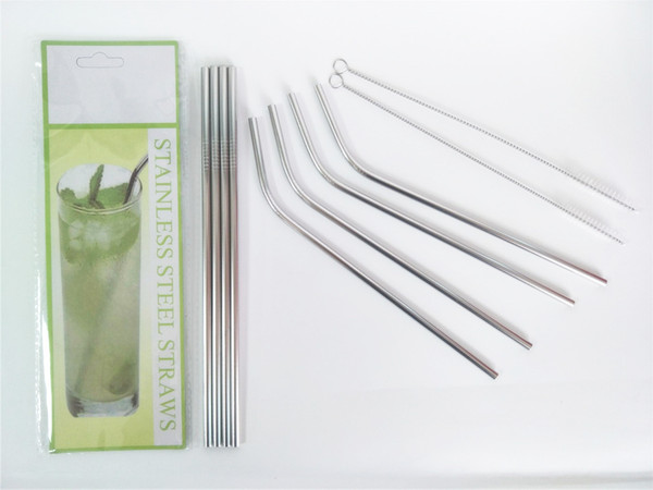 Metal Straw 30oz Full Set 10.5 inches Stainless Steel Straw Straight Bend Cleaning Brush Stainless Steel Straw