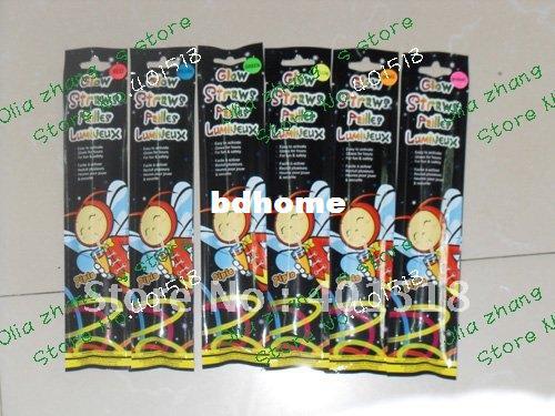 Wholesale Bar Luminous Drinking Straws Glow light Straw Fluorescent Straws mix color 600pcs(6pcs/pack)