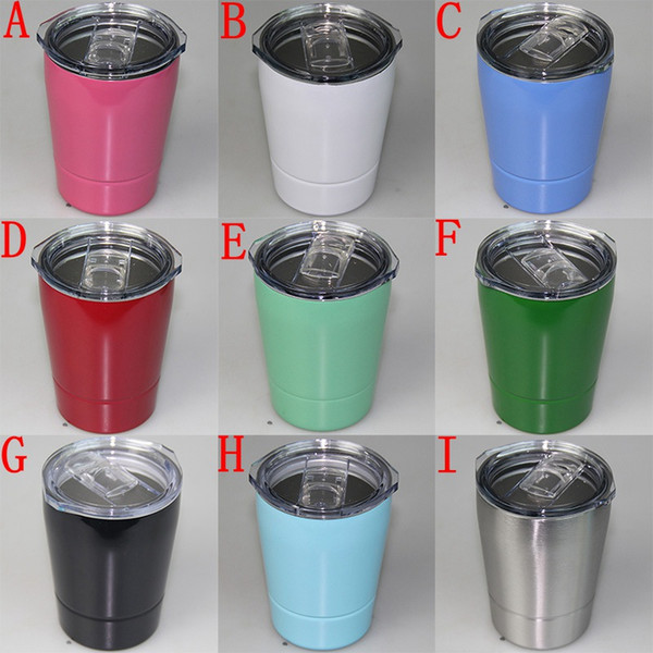 9oz Kids Mug with lids straw Stainless Steel Stemless Wine glass Vacuum Insulated Tumbler Travel Party Beer Coffee cup