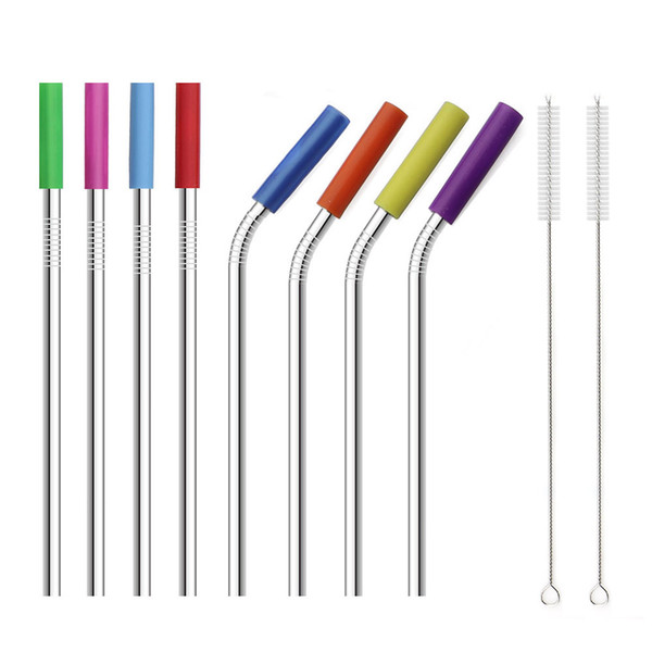 100% Brand New Removable silicone covers for reusable metal drinking straw universal use 6mm stainless steel straw silicone