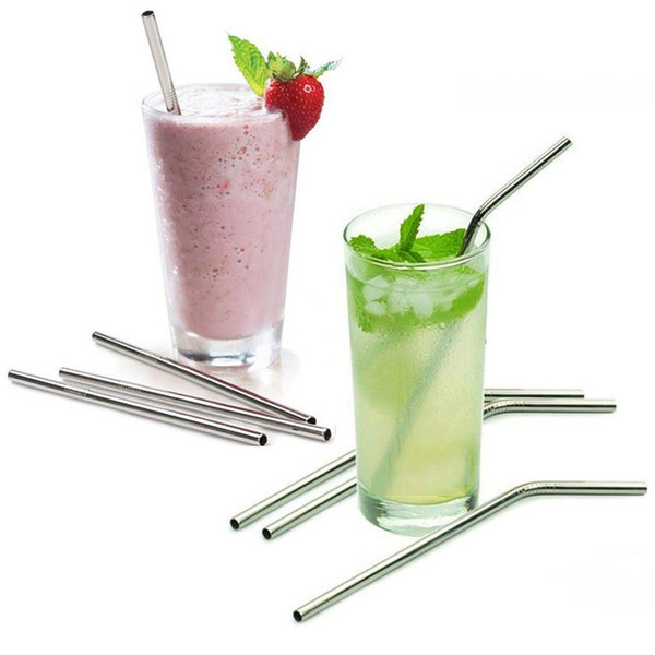 8 9 10 Inch Straight And Bent Stainless Steel Straw Reusable Drinking Straws Eco Friendly Drinking Tool For Bar Party