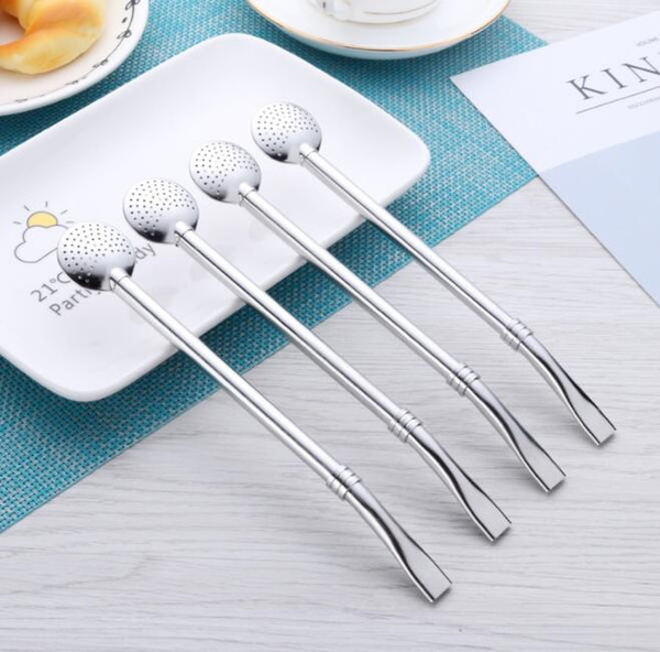 Reusable Stainless Steel Drinking Straws Yerba Mates Tea Strainer Drinking Straws Filtered Spoon Straw Drinking Straw LJJK1523