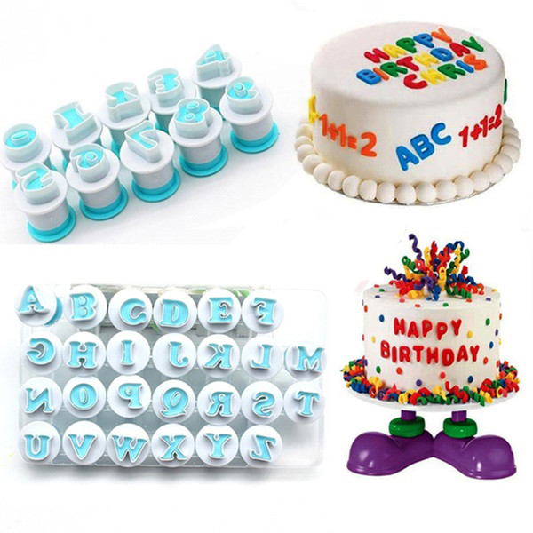 1 Set Durable Cake Tool Fondant Stamp Embossing Mold 26 Letters/10 Numbers Baking DIY Mould Cake Decorating Set Kitchen Baking Tools