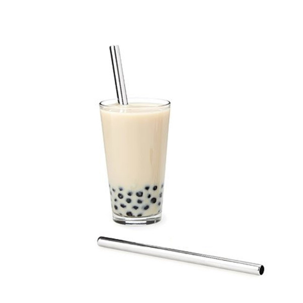 Eco-friendly food grade easy to clean super wide 12mm metal stainless steel drinking straw bubble milk tea straws reusable