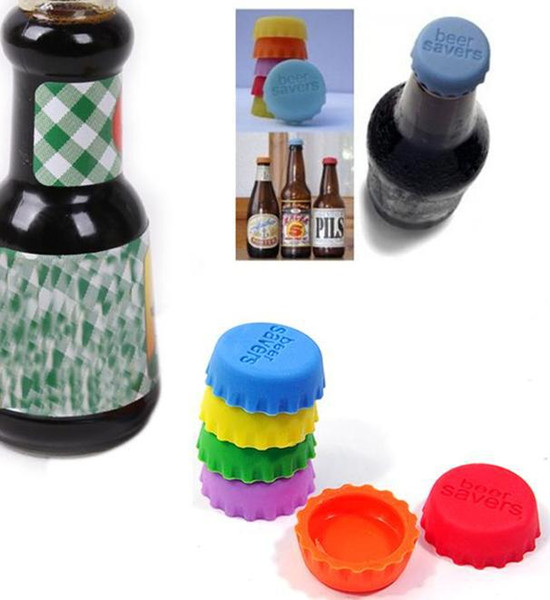 Multifunctional 6Pcs Creative Beer Silicon Bottle Cap Top Bottles Stopper Lid Cover for Wine Liquor Kitchen Bar Tools Closures