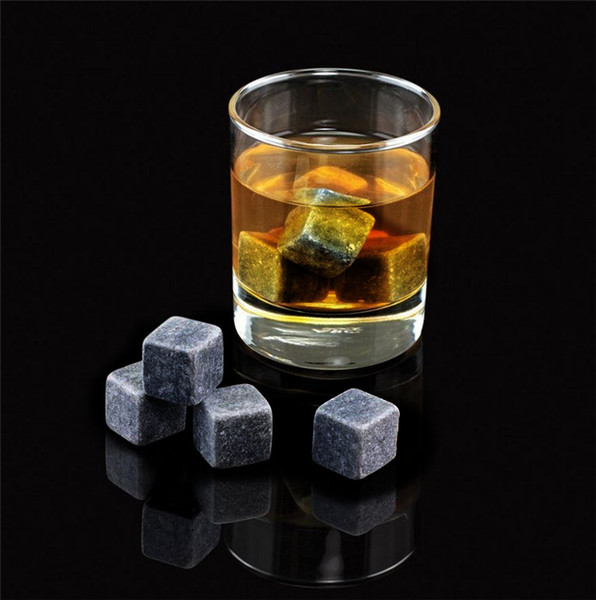 180pcs/20set High Quality Natural Stones 9pcs/set Whiskey Stones Cooler Rock Soapstone Ice Cube With Velvet Storage Pouch 2054