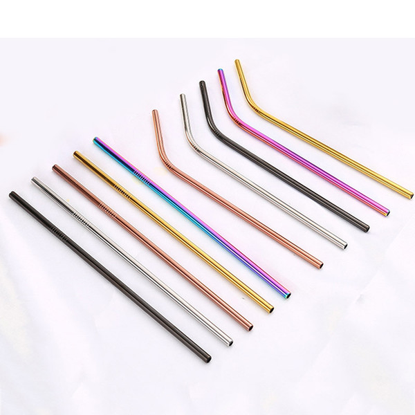 2018 rainbow Stainless Steel Drinking Straws 8.5