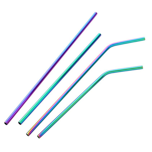 215mm*6mm Colorful 304 Stainless Steel Straws Reusable Drinking Straw Straight Bent Metal Straw Party Bar Drinking Straws Birthday Party