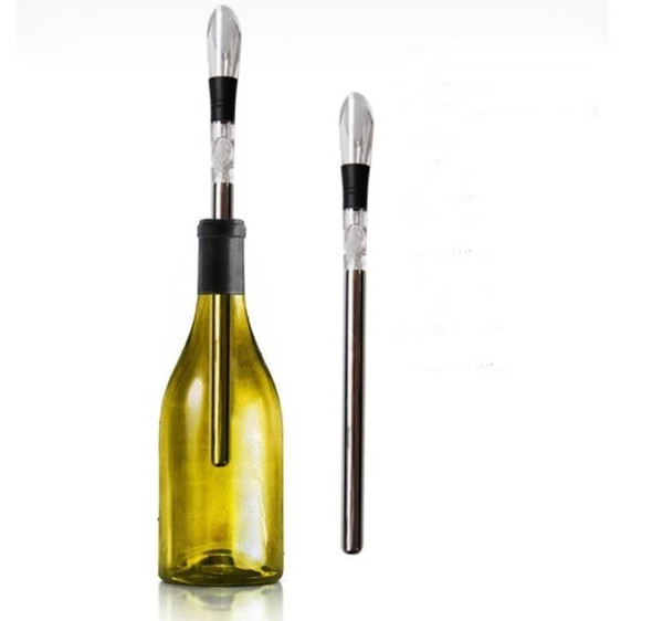 Creative Stainless Steel Ice Red Wine Cooling Stick Bar Popsicle Freezer Champagne Quick Cooling Wine Cooling Rod with Wine Pourer