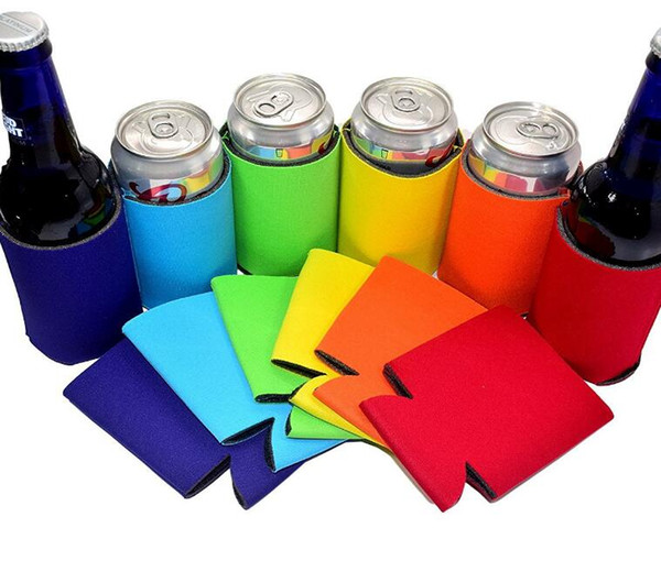 Solid Color Neoprene Foldable Stubby Holders Beer Cooler Bags For Wine Food Cans Cover Baby Feeding Tools 8 Colors Free Shipping