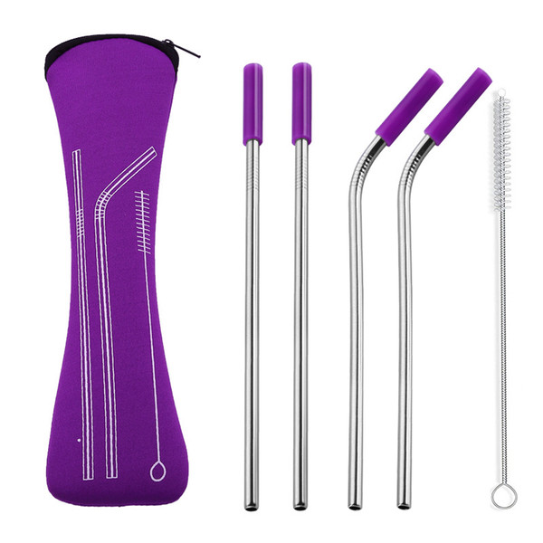 Reusable Stainless Steel Straws straight and cleaning brush reusable drinking straw bar drinking tool