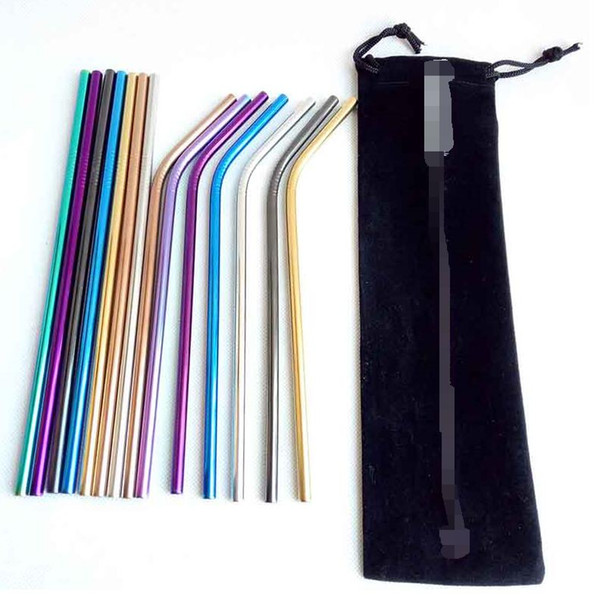 Stainless Steel Colored Drinking Straws 8.5